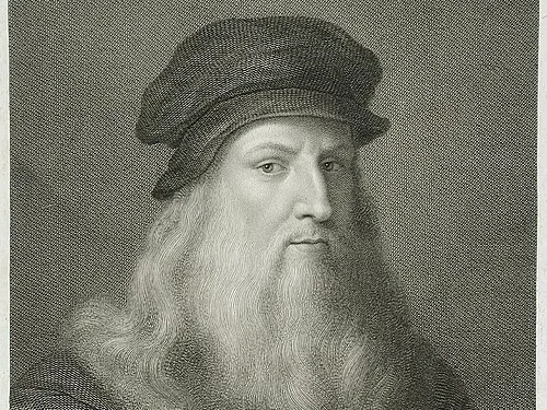 Renaissance artists used a physical grid made of string for grid drawing. Leonardo da Vinci pictured.