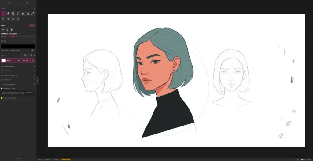 Screenshot of free web-based drawing tool, Simpldraw. 