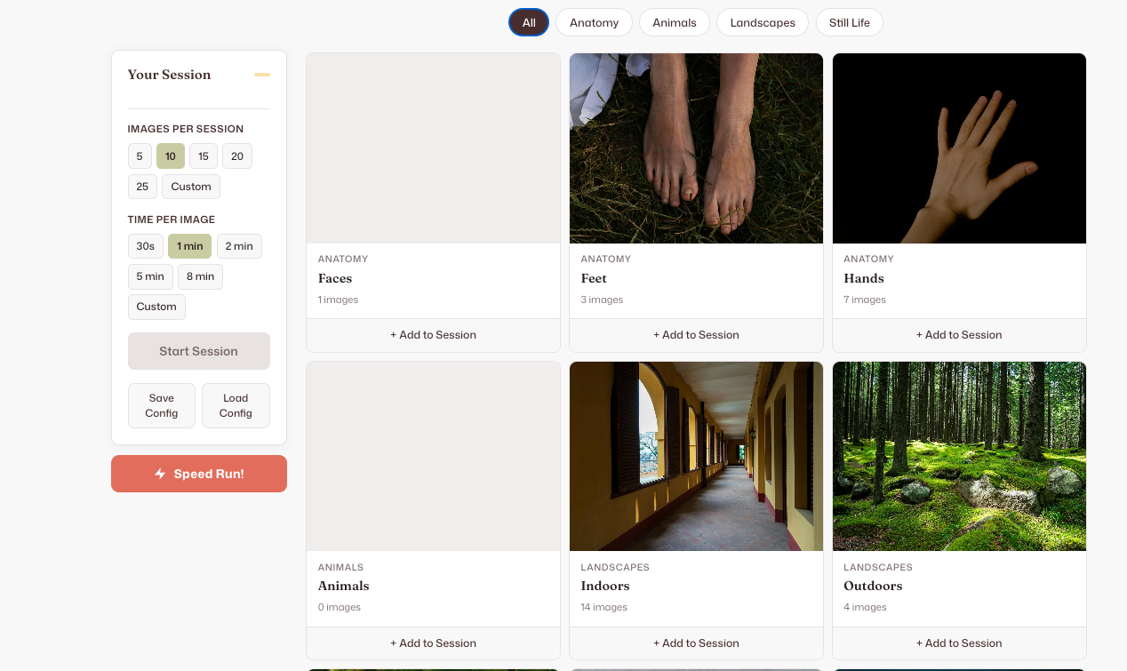 Timed Drawing practice using our photo reference generator